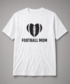 Football Mom Heart Unisex T-Shirt - White